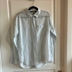 Old Navy Light Blue Windowpane Plaid Boyfriend Button Down - Size M